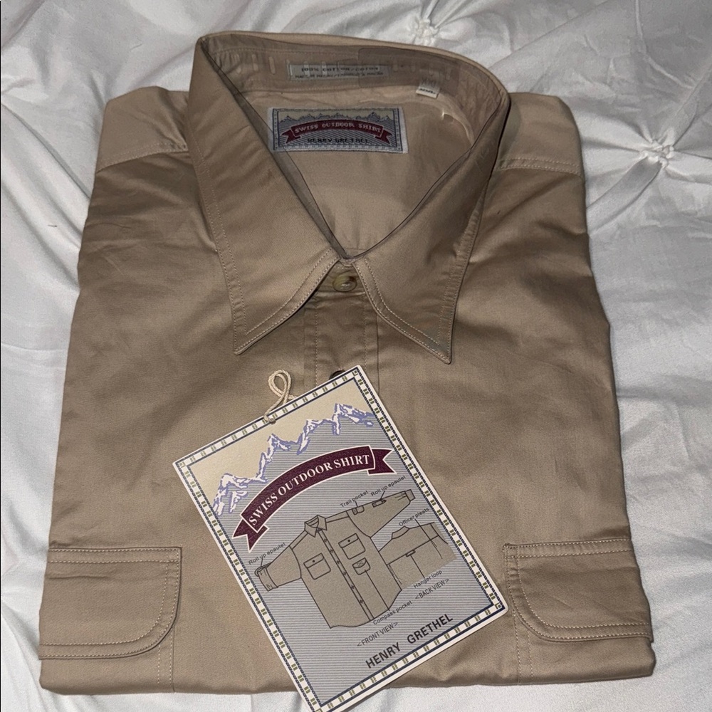 Henry Grethel Men's Beige Casual Button Down Shirt